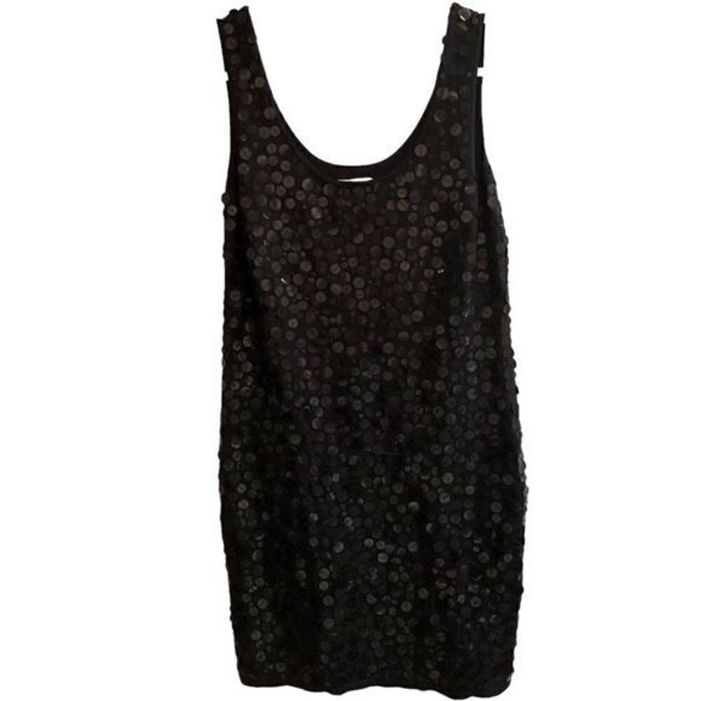 Sequin Scoop Neck Body Con Black Party Dress Size Medium - Picture 2 of 3